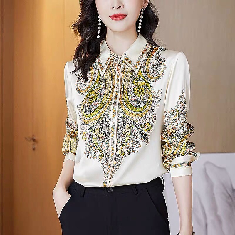 Áo Sơ Mi Lụa Họa Tiết - SM71